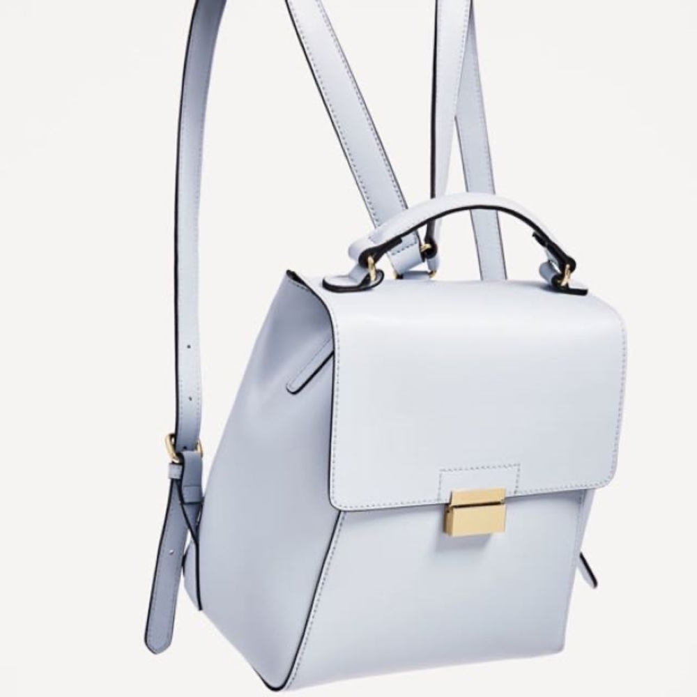 Zara powder blue leather backpack